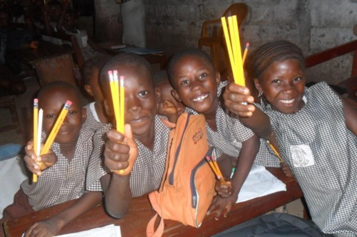 kids in Africa with pencils